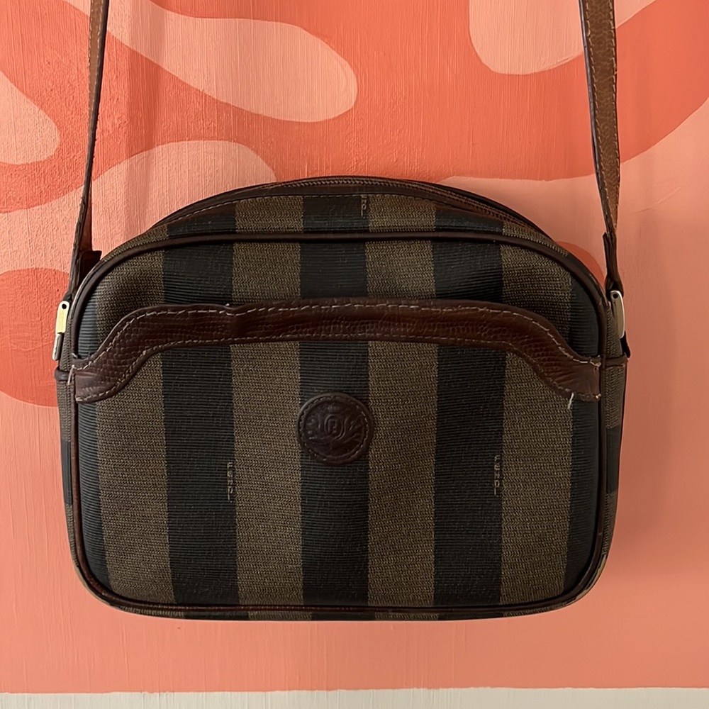 Authentic Fendi Vintage Pequin Striped crossbody bag
